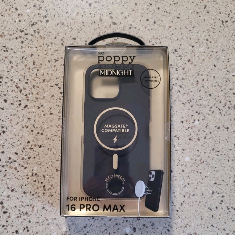 XO Poppy iPhone 16 Pro Max Midnight Black Magsafe Compatible Cellphone Case NEW